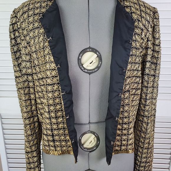 Vtg Laurence Kazar beaded silk party jacket PS - Picture 5 of 13